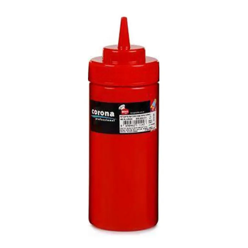 Bora Plastik Geniş Kapaklı Ketçap Şişesi, 450 ml, Kırmızı