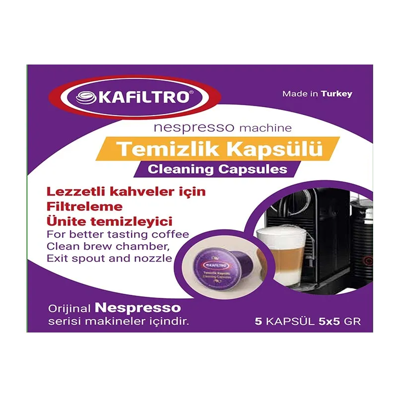 Kafiltro Nespresso Uyumlu Kapsül Kahve Makinesi Temizleme Deterjanı, 5 gr, 5 Adet