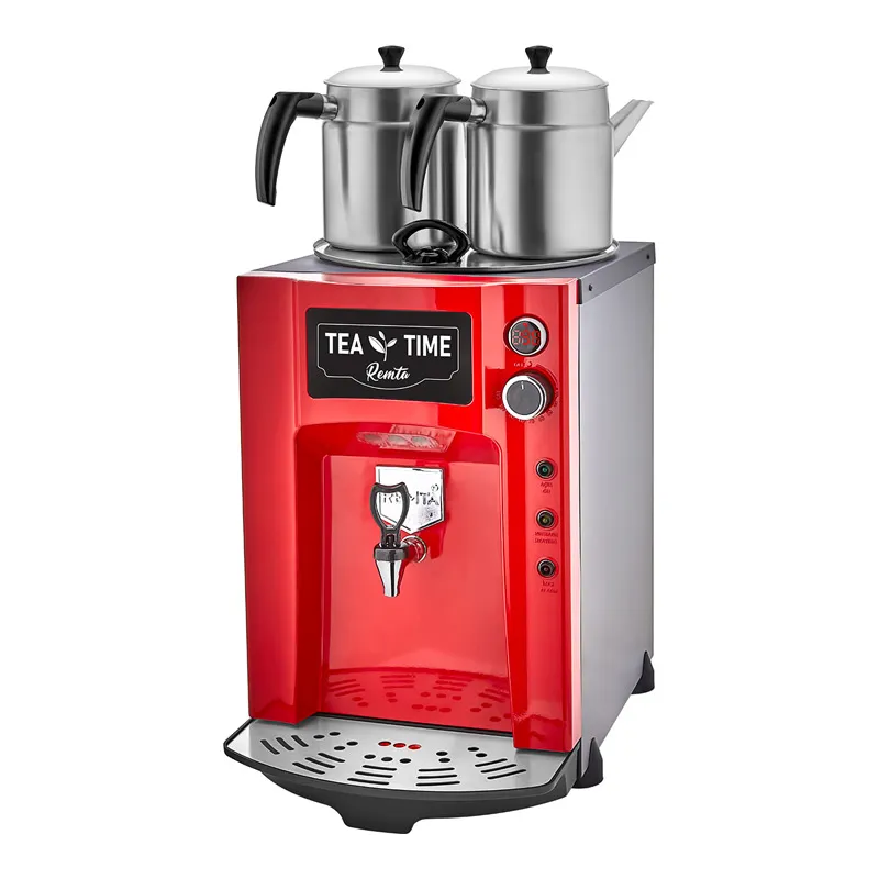 Remta DE12P Premium Jumbo Çay Makinesi, 2 Demlikli, 15 L, Elektrikli, Kırmızı