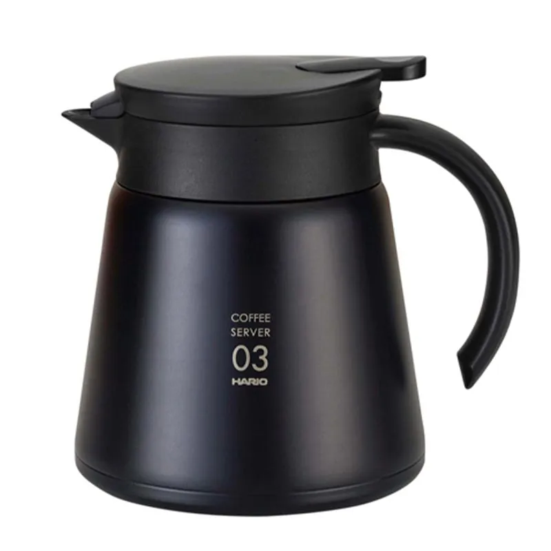 Hario VHS-80B V60 03 Yalıtımlı Paslanmaz Servis Sürahisi, 800 ml, Siyah