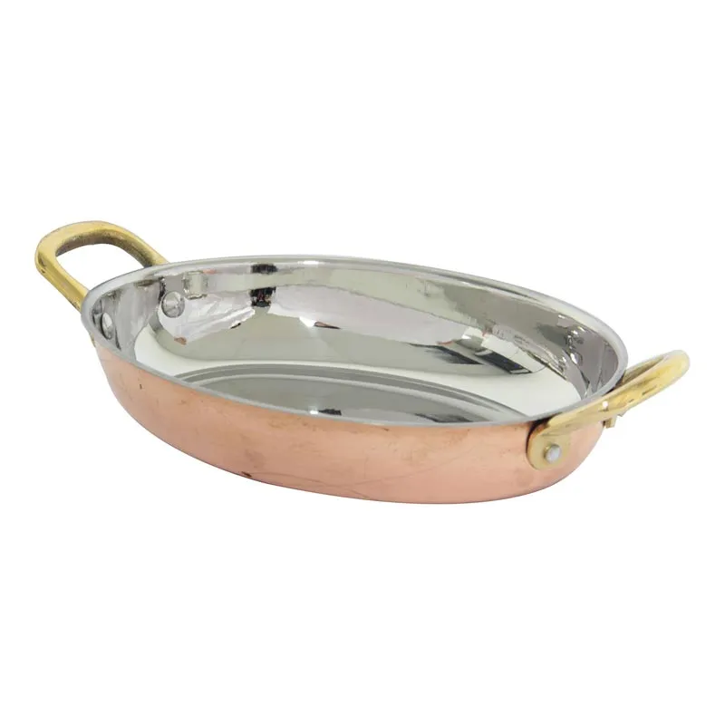 Gurmeaid İçi Paslanmaz Oval Yumurta Sahanı, 18 cm, Bakır