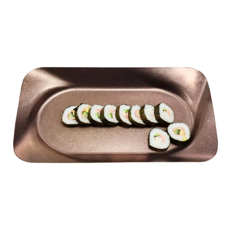 Biradlı Groovy GRV-R241020 Açık Büfe Retro Sunum Tabağı, 34.5x20x3.5 cm, Bakır