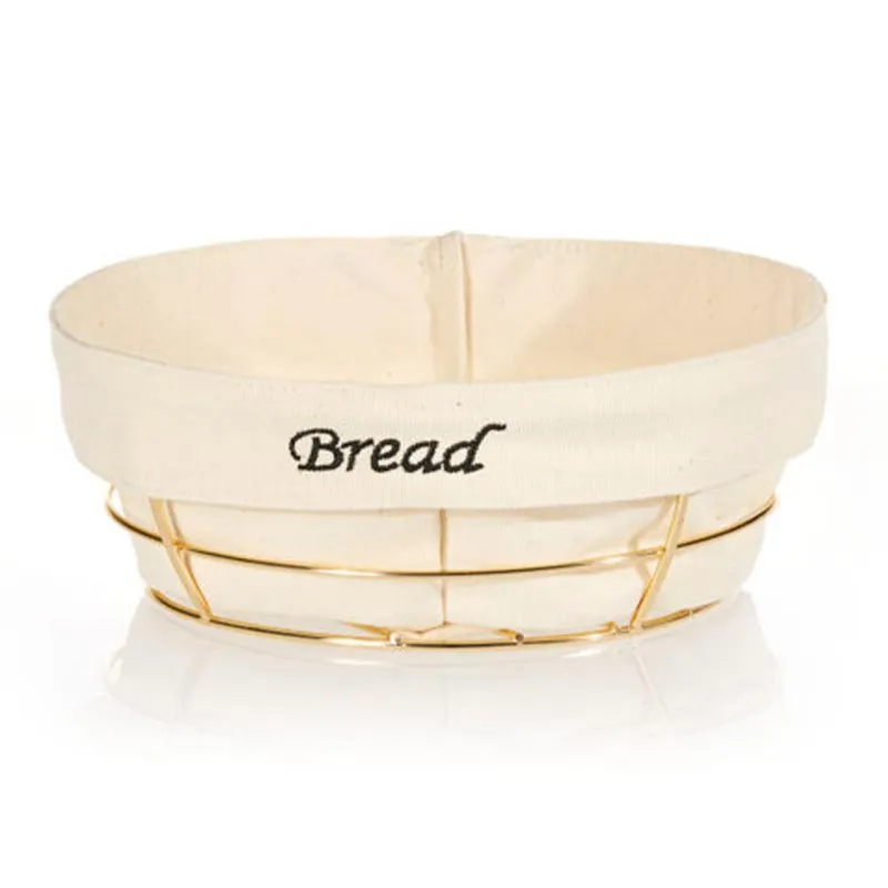 Biradlı BRD-HW179B Yuvarlak Bezli Ekmek Sepeti, 23x23 cm, Altın