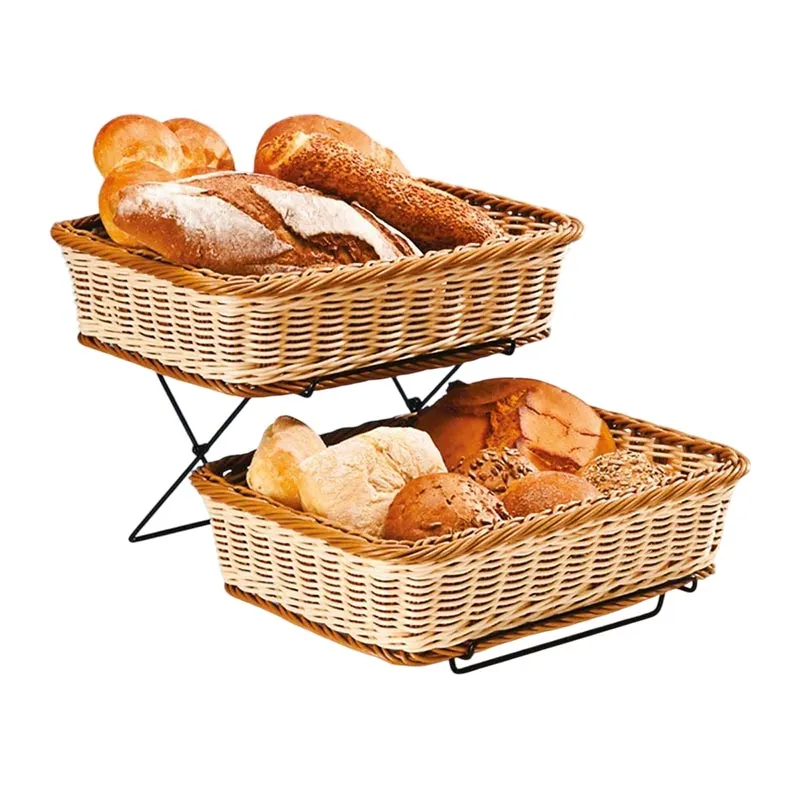 Zicco B-RE3009 Standlı Hasır Ekmek Sepeti, 2 Katlı, 27x36x9 cm