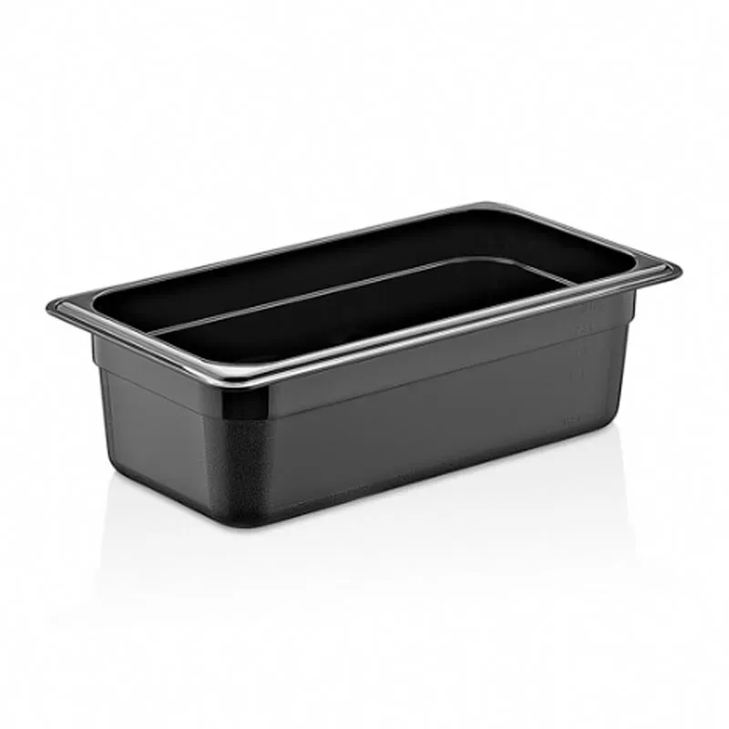 GastroPlast GN 1/3-100 mm Polikarbon Gastronorm Küvet, Siyah