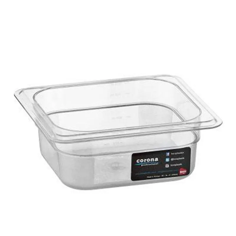 Bora Plastik GN 1/6-65 mm Polikarbon Gastronorm Küvet, 1 L