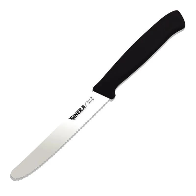 Sinerji Silver Plastik Saplı Dişli Domates Bıçağı, 11 cm, Siyah