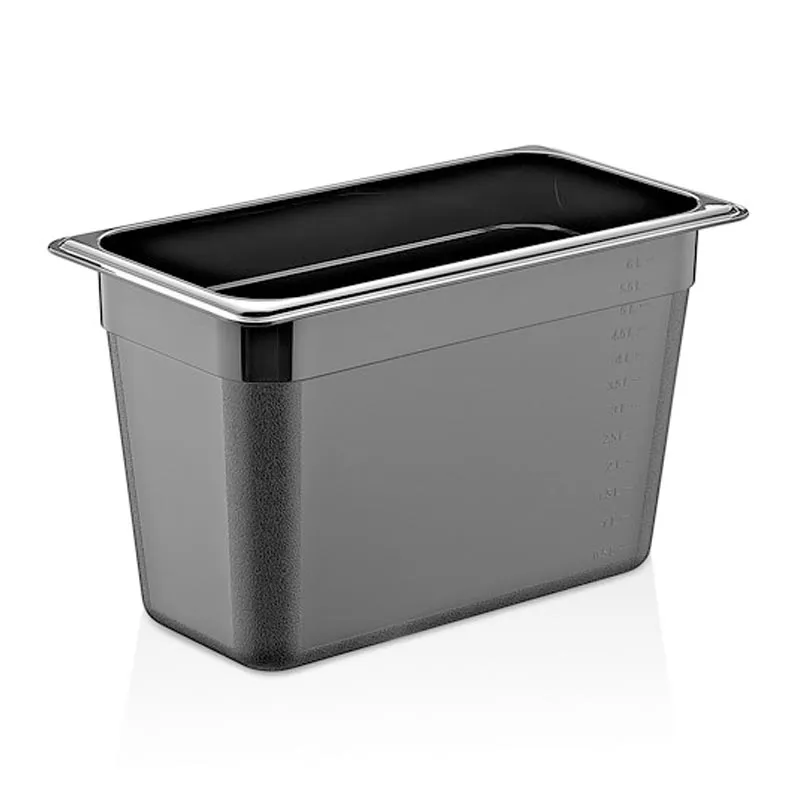 GastroPlast GN 1/4-200 mm Polikarbon Gastronorm Küvet, Siyah