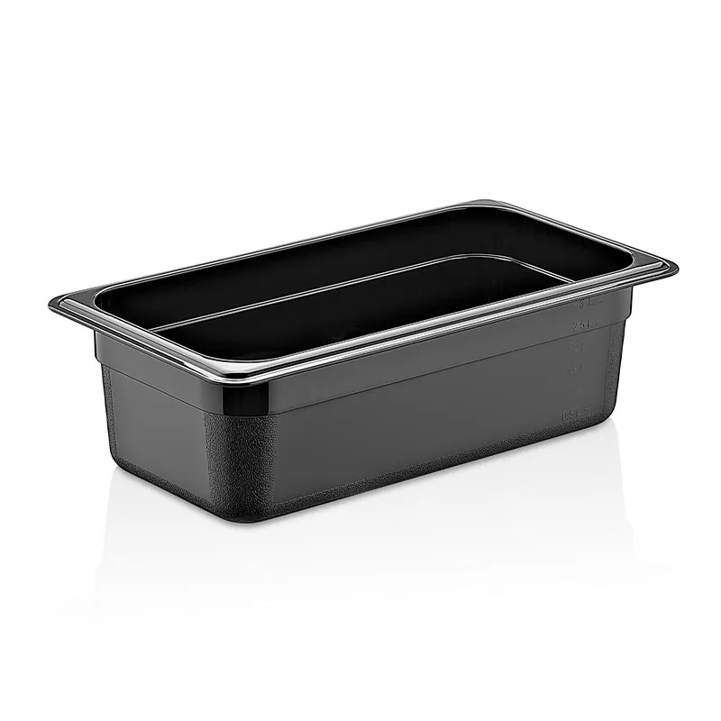 GastroPlast GN 1/3-100 mm Polipropilen Gastronorm Küvet, Siyah