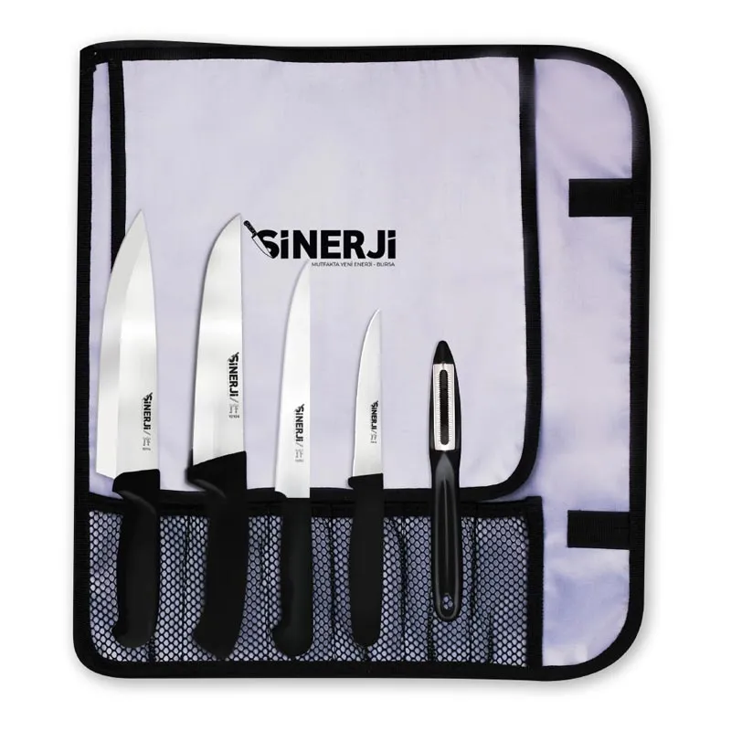 Sinerji Silver Gastronomi Rulo Çantalı Bıçak Seti 5+1