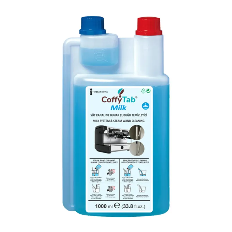 CoffyTab A001-9 Milk Kahve Makinesi Süt Çubuğu Temizleme Sıvısı, 1 L