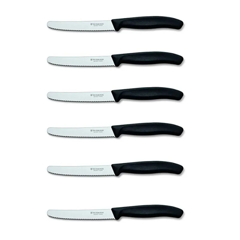 Victorinox Swiss Classic 6.7833.6 6'lı Tırtıklı Domatas ve Sofra Bıçağı, 11 cm, Siyah
