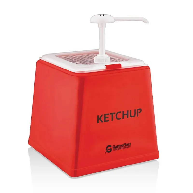 GastroPlast GDK-01 Tekli Ketçap Dispenseri, 2.5 L, Kırmızı