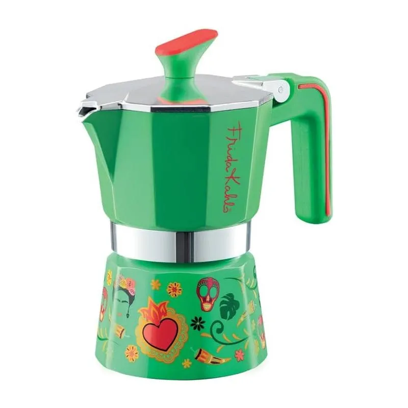 Pedrini Frida Kahlo Moka Pot, 6 Cup, Yeşil