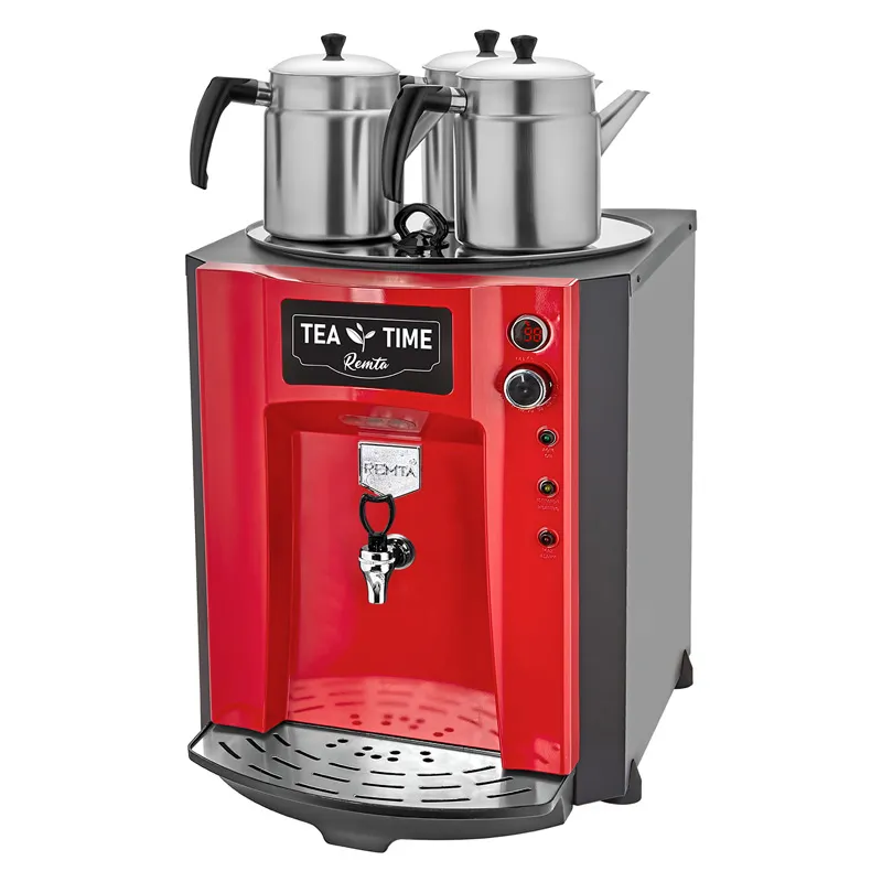 Remta DE10SP Premium Jumbo Şamandıralı Çay Makinesi, 3 Demlikli, 40 L, Elektrikli, Kırmızı